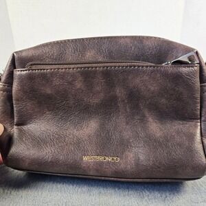 Westbronco Brown Vegan Leather Crossbody Bag Camera Bag Distressed Vintage Style